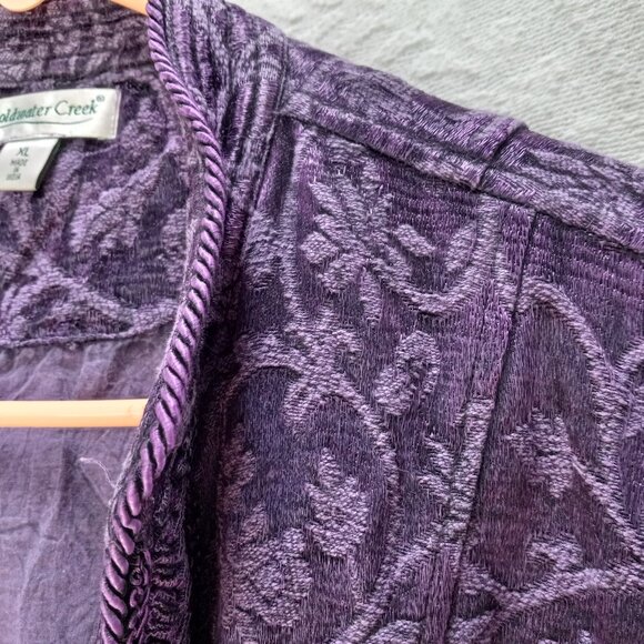 Coldwater Creek Royal Purple Jacquard Jacket W/Embroidery & Ruffles XL (T-385) - Picture 7 of 14